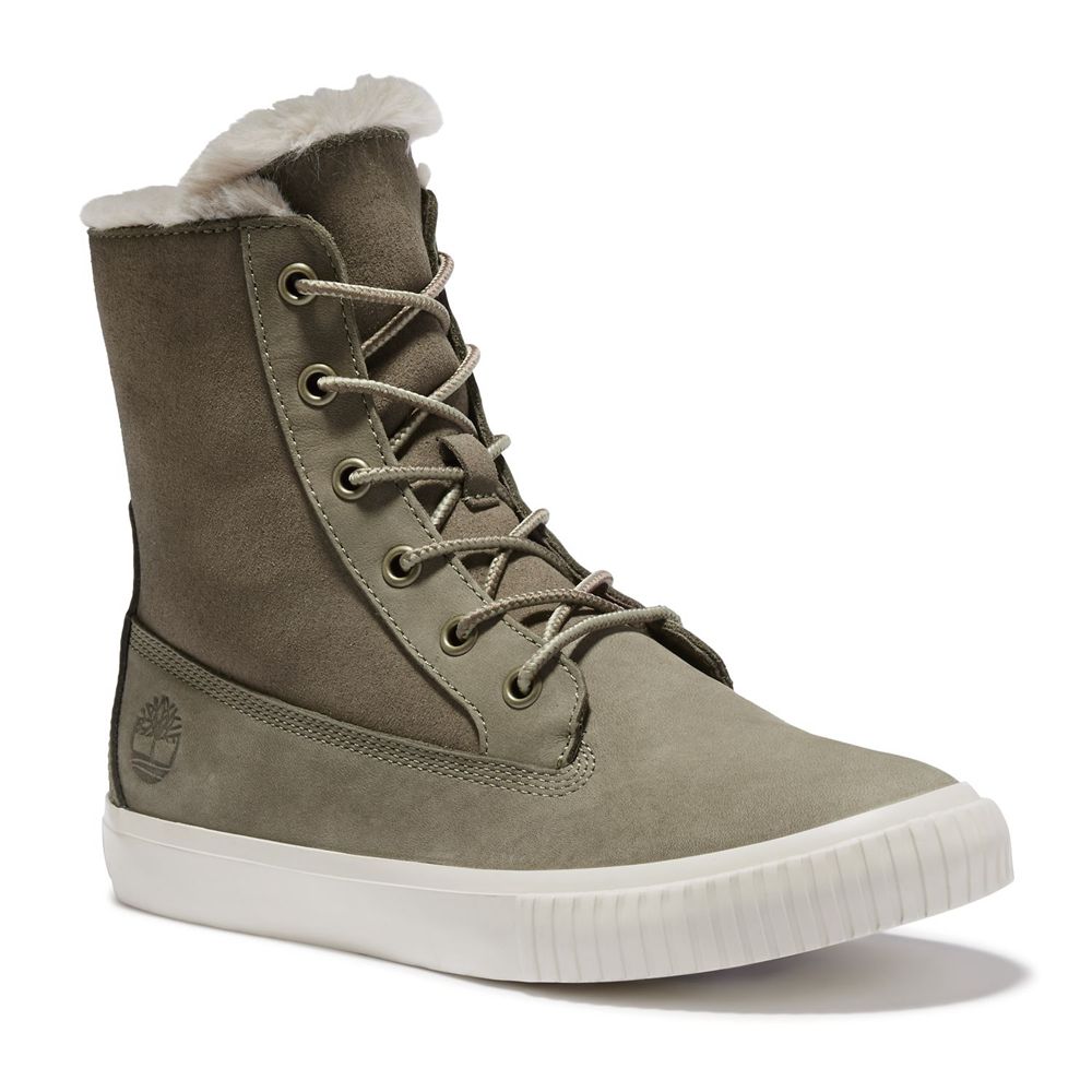 Bocanci De Zapada Timberland Dama Masline Verzi - Skyla Bay Fleece Fold-Down - Romania - WPEDAU189